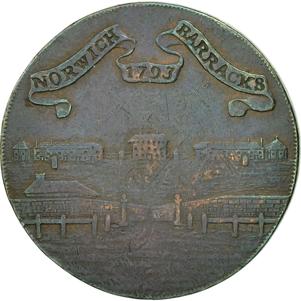 Coin, Great Britain, Norfolk, Halfpenny Token, 1793, Norwich, VF(30-35), Copper