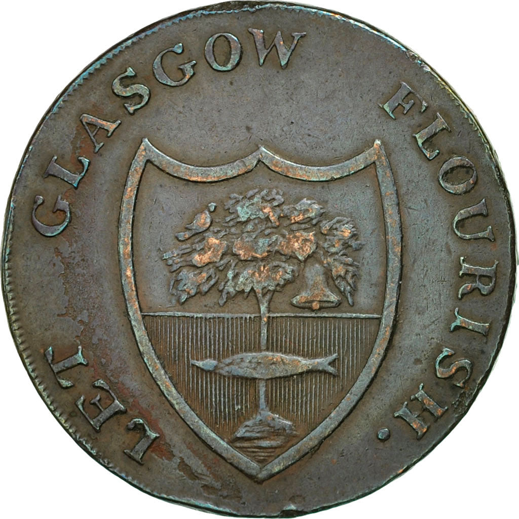 Moneta, Scozia, Halfpenny Token, 1795, Glasgow, BB, Rame, Withers:6