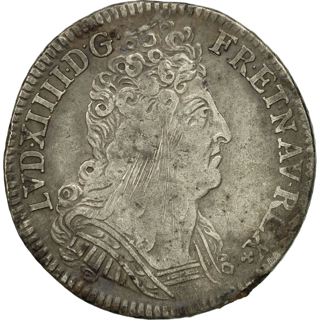 Monnaie, France, Louis XIV, 1/4 Écu aux 3 couronnes, 1710, Amiens, Rare, TB