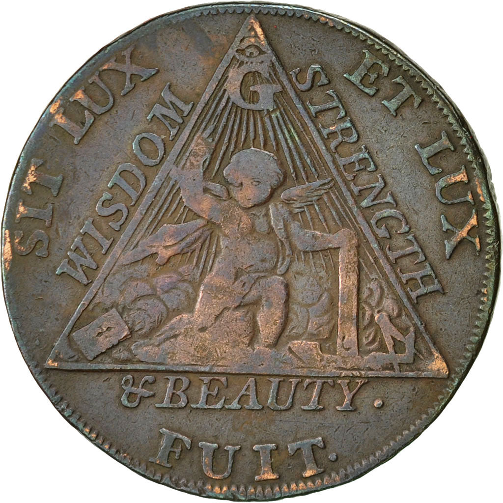 Coin, Great Britain, Masonic, Halfpenny Token, Middlesex, VF(20-25), Copper
