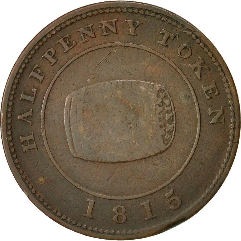 Coin, Canada, Nova Scotia, Halfpenny Token, 1815, Halifax, VF(20-25), Copper