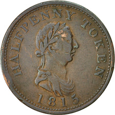 Moneda, Canadá, Nova Scotia, Halfpenny Token, 1815, MBC, Cobre