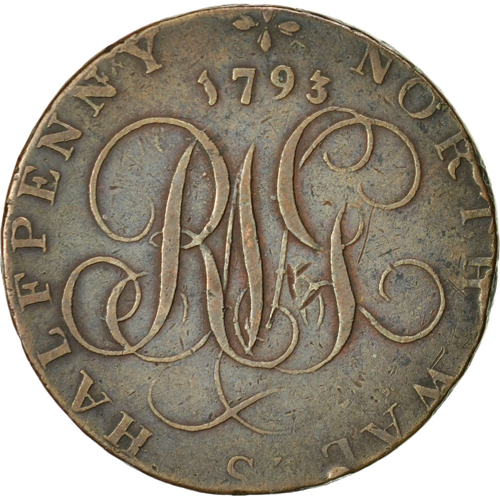 Coin, Great Britain, North Wales, Halfpenny Token, 1793, VF(30-35), Copper