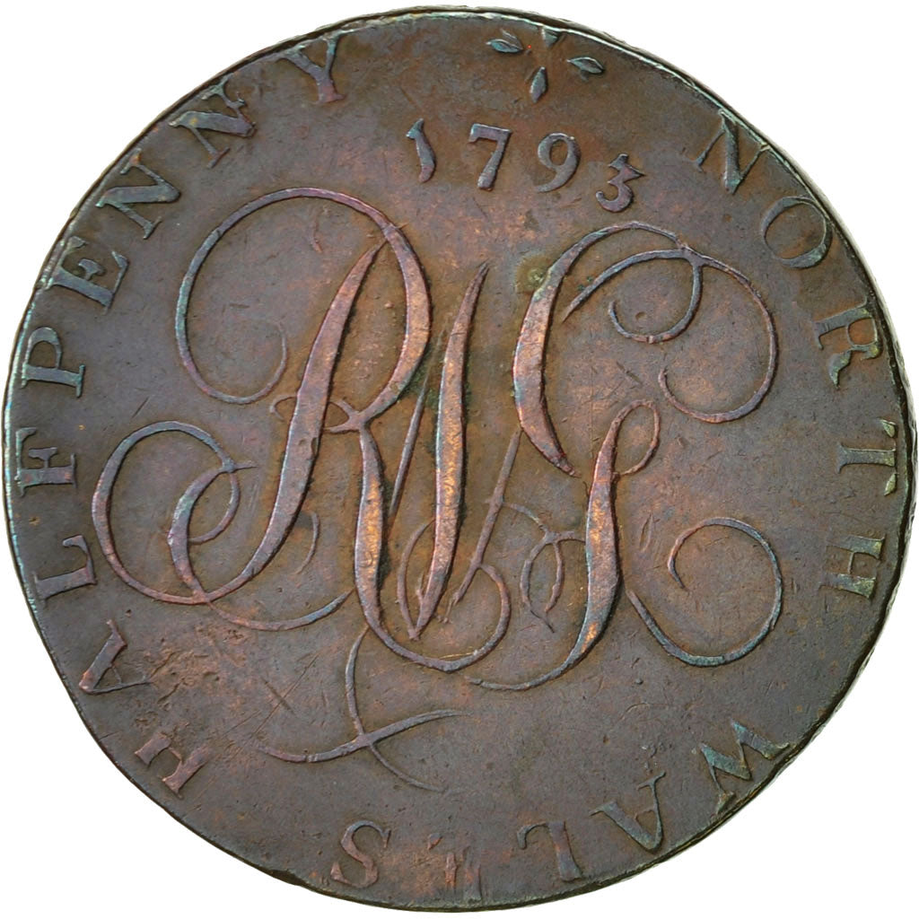 Coin, Great Britain, North Wales, Halfpenny Token, 1793, EF(40-45), Copper