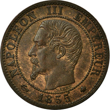 France, Napoleon III, Centime, 1855, Strasbourg, anchor, Bronze, MS(60-62)