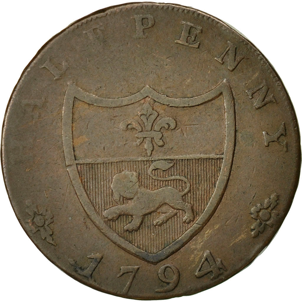 Coin, Great Britain, Lancashire, Halfpenny Token, 1794, Lancaster, VF(30-35)