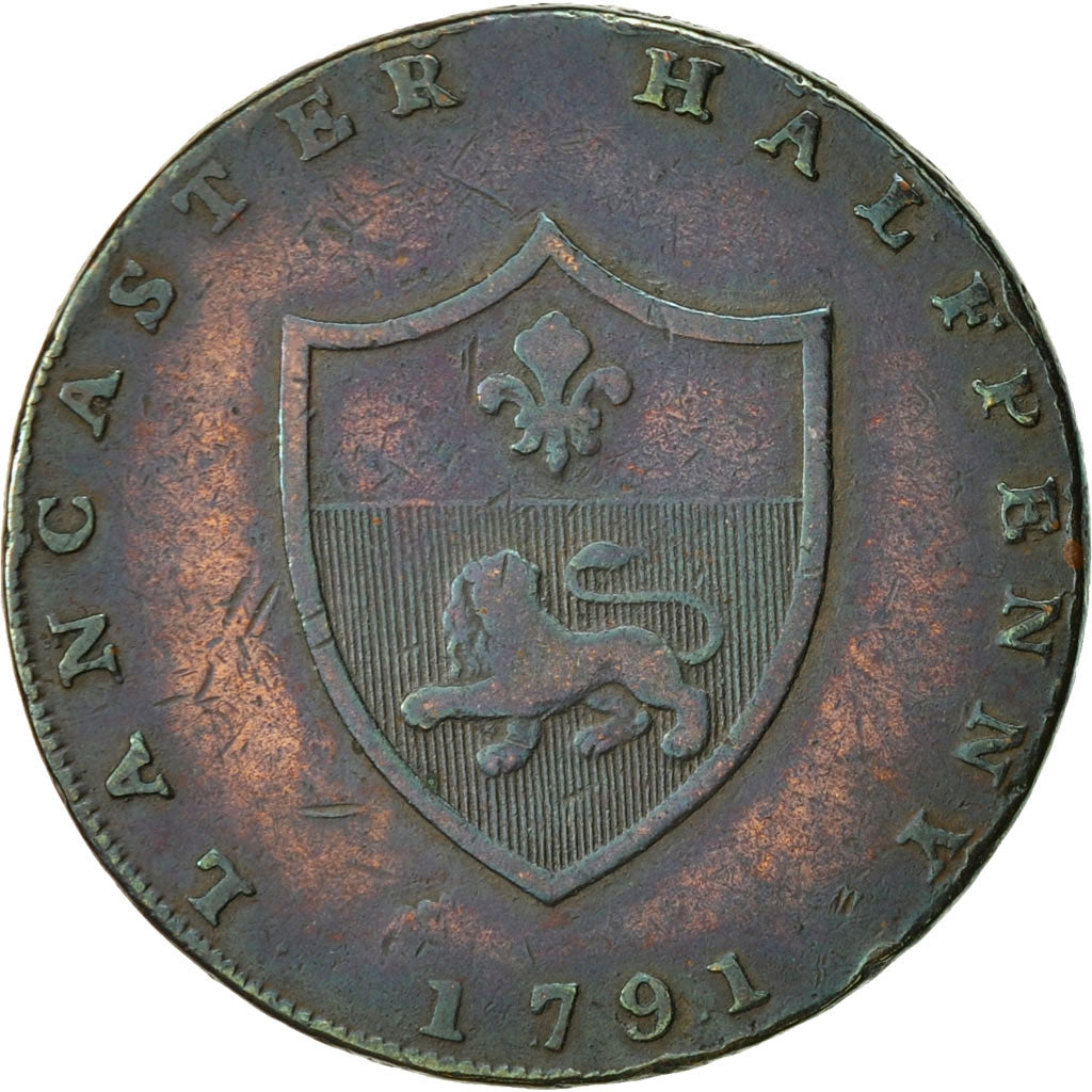 Coin, Great Britain, Lancashire, Halfpenny Token, 1791, Lancaster, VF(30-35)