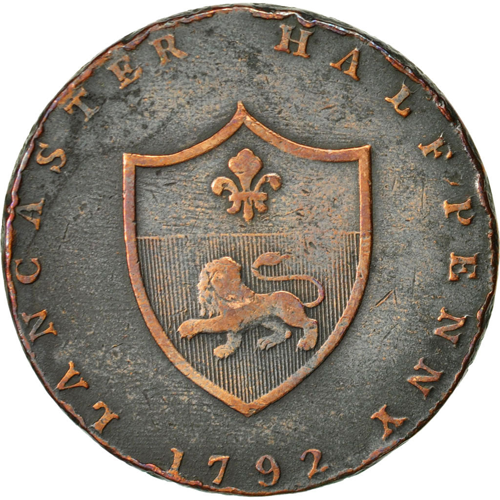 Coin, Great Britain, Lancashire, Halfpenny Token, 1792, Lancaster, VF(30-35)