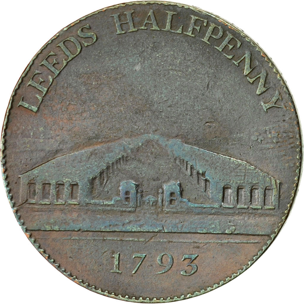 Coin, Great Britain, Yorkshire, Halfpenny Token, 1793, Leeds, VF(30-35), Copper