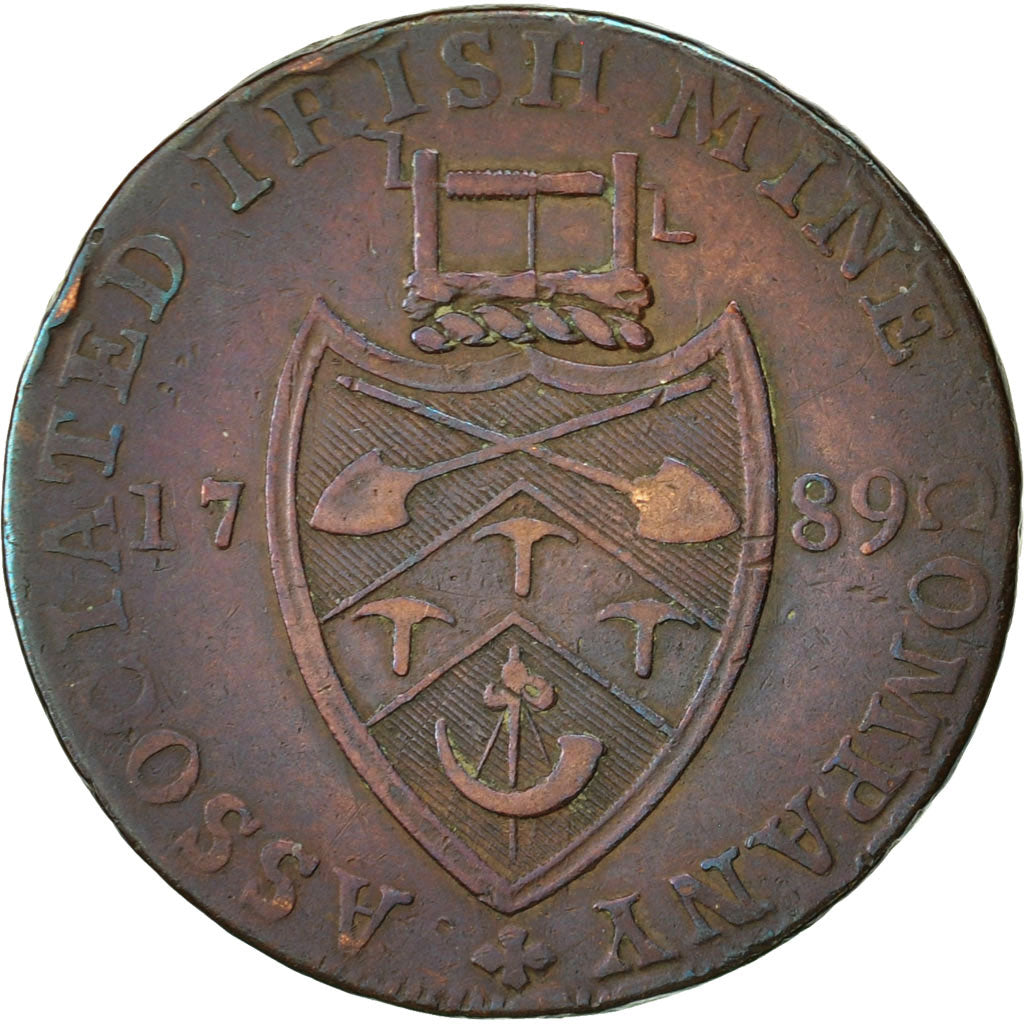Coin, Ireland, Wicklow, Halfpenny Token, 1789, Cronebane, EF(40-45), Copper