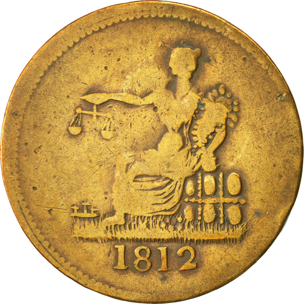 Coin, Canada, LOWER CANADA, Halfpenny Token, 1812, Imitation, VF(20-25), Brass