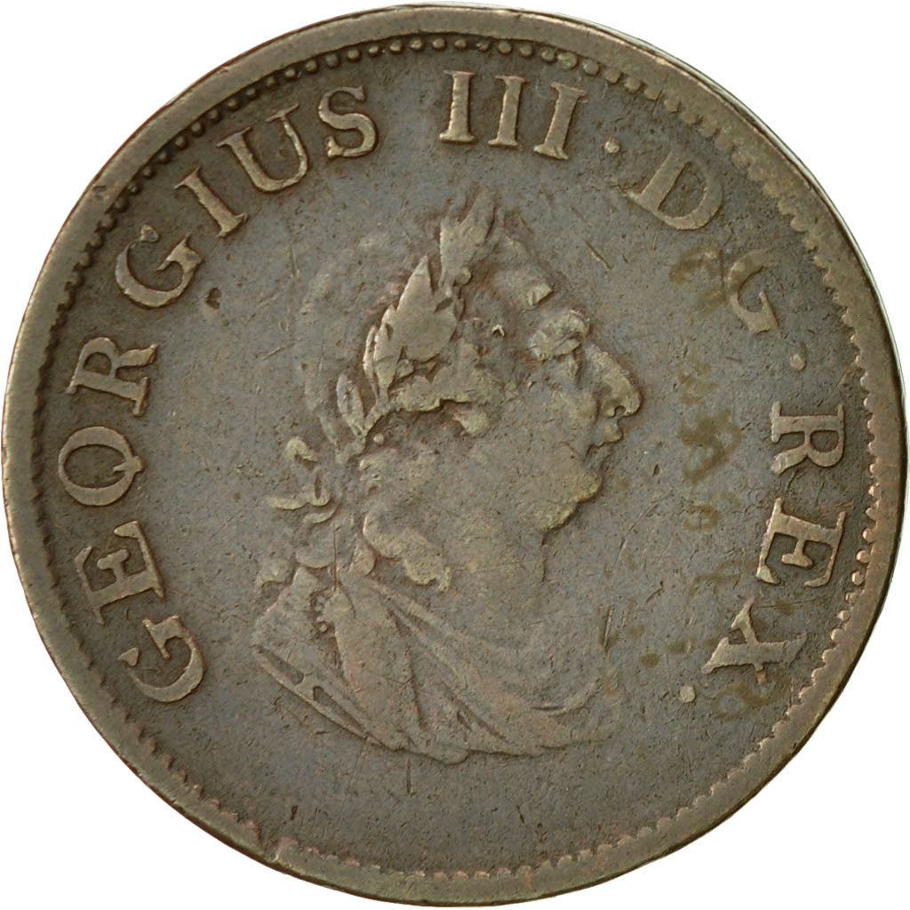 Coin, Ireland, George III, 1/2 Penny, 1805, VF(30-35), Copper, KM:147.1