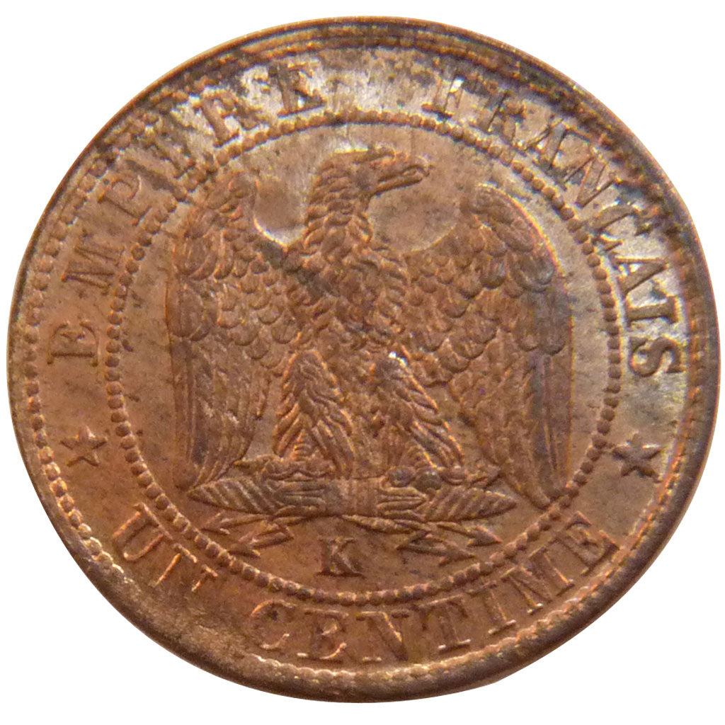 FRANCE, Napoléon III, Centime, 1855, Bordeaux, KM #775.5, AU(55-58), Bronze, G..