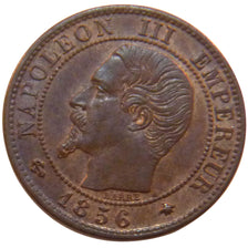 FRANCE, Napoléon III, Centime, 1856, Strasbourg, KM #775.3, AU(55-58), Bronze, G
