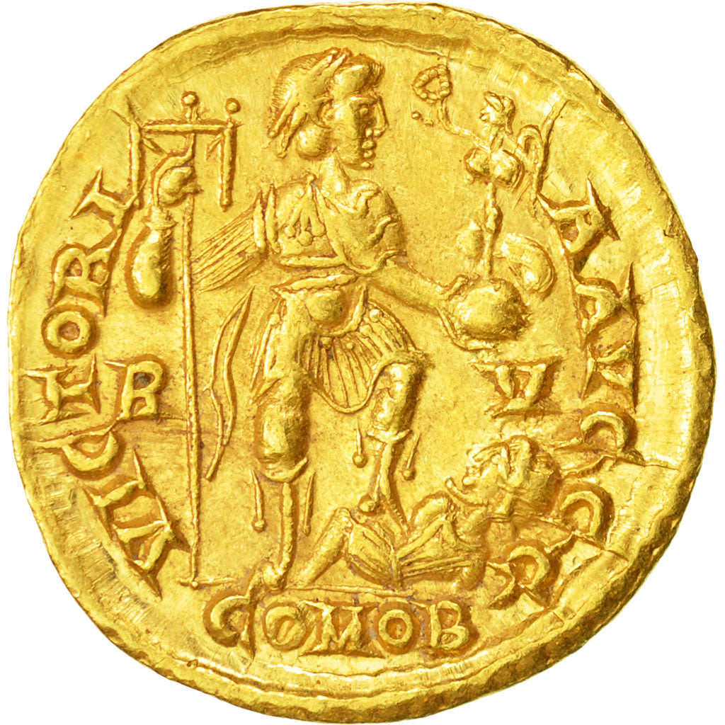Coin, Honorius, Solidus, Ravenna, MS(60-62), Gold, RIC:1287