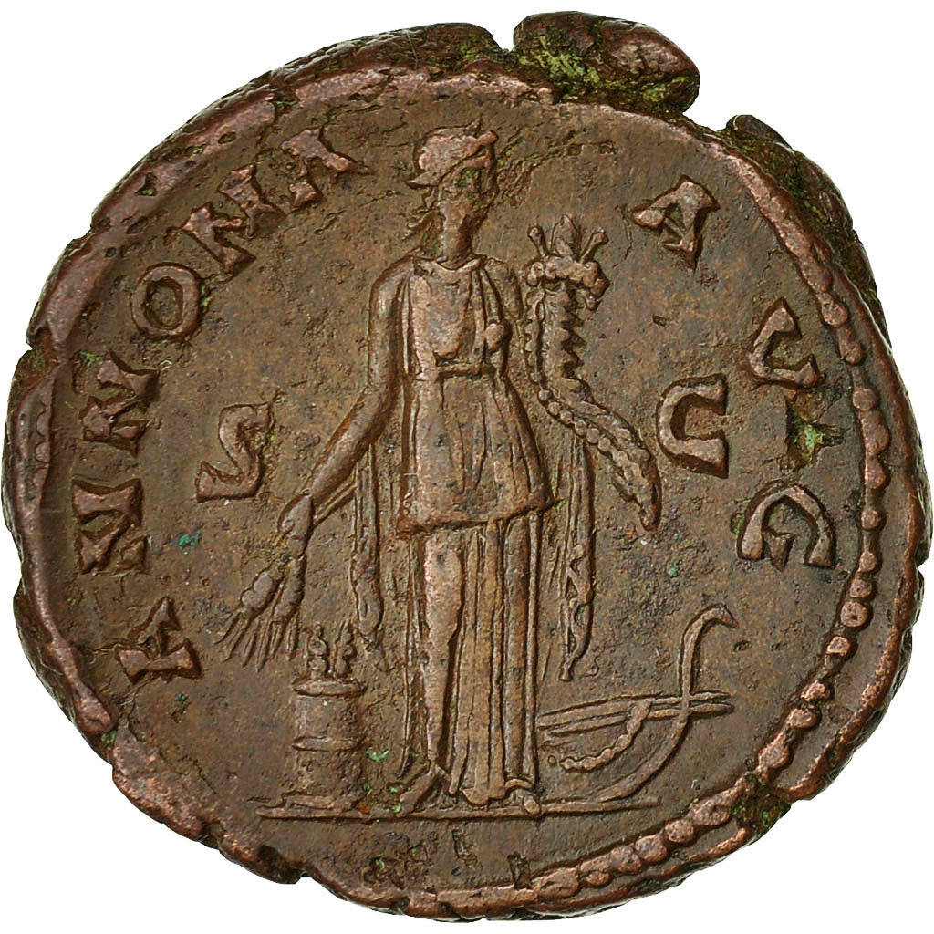 Coin, Antoninus Pius, As, 140-144, Rome, EF(40-45), Bronze, RIC:675