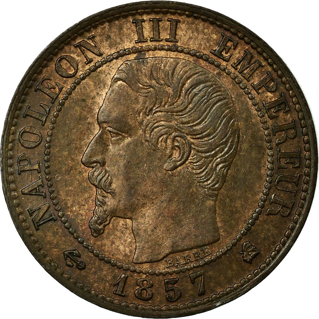 France, Napoleon III, 1 Centime, 1857, Bordeaux, Bronze, AU(55-58), Gadoury:86