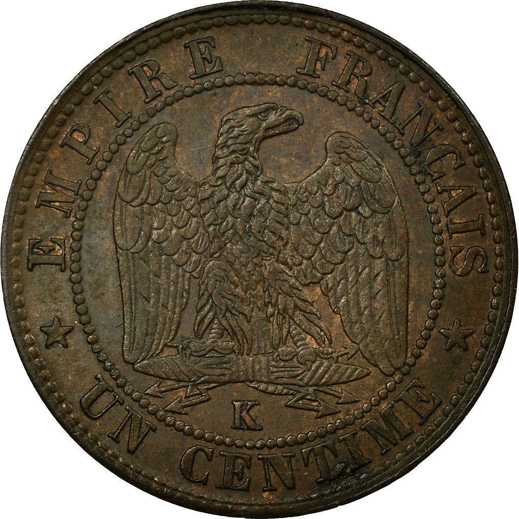 France, Napoleon III, 1 Centime, 1857, Bordeaux, Bronze, AU(55-58), Gadoury:86