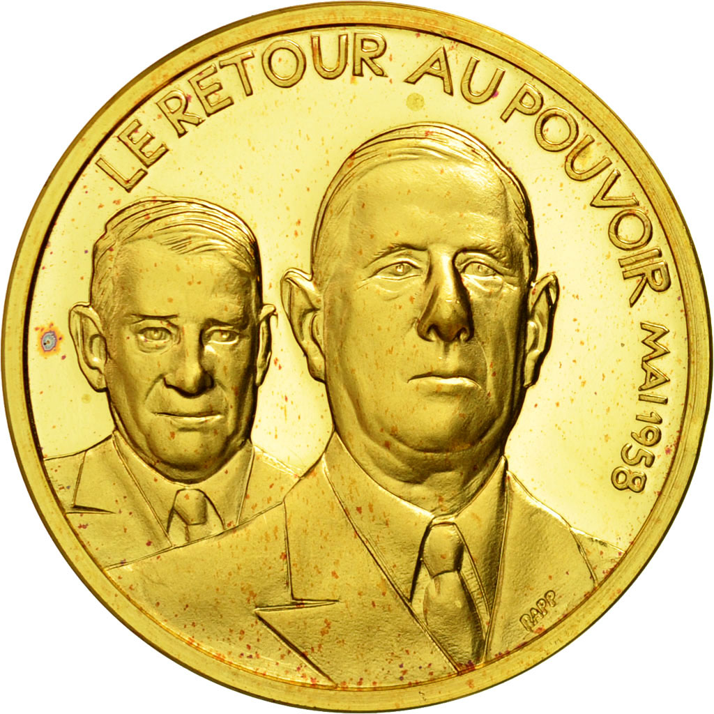 Francia, medalla, Charles De Gaulle, Le Retour au Pouvoir, Mai 1958, 1970, SC+