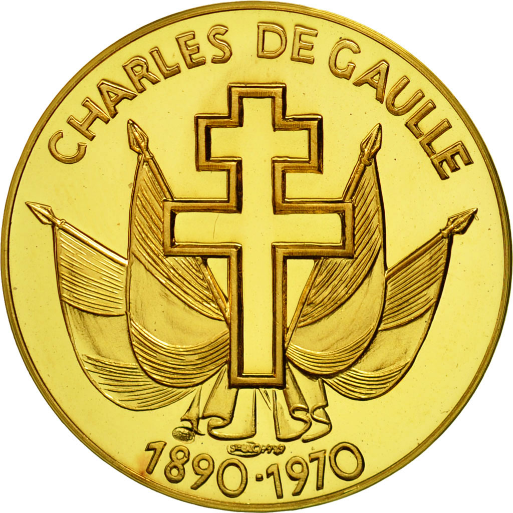 Francia, medalla, Charles De Gaulle, 1944-1946, Le 1er Gouvernement, 1970, SC+