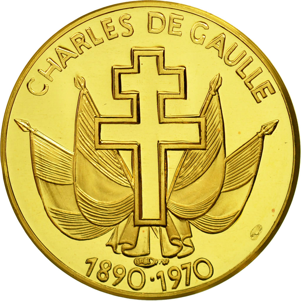 France, Medal, Charles De Gaulle, Le terme, 9 novembre 1970, 1970, MS(64), Gold