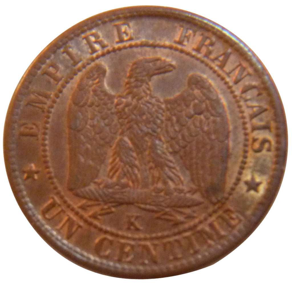 FRANCE, Napoléon III, Centime, 1861, Bordeaux, KM #795.3, AU(55-58), Bronze, G..