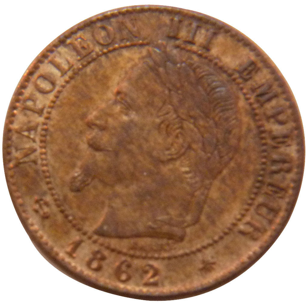 FRANCE, Napoléon III, Centime, 1862, Paris, KM #795.1, AU(55-58), Bronze, Gadour