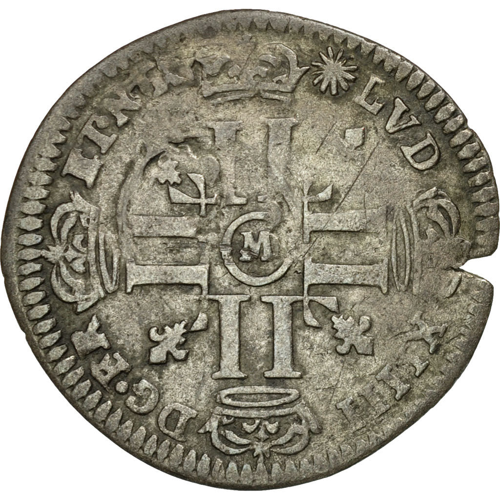 Coin, France, Louis XIV, Quinzain, 1693, Toulouse, VF(30-35), Billon, Gadoury:92