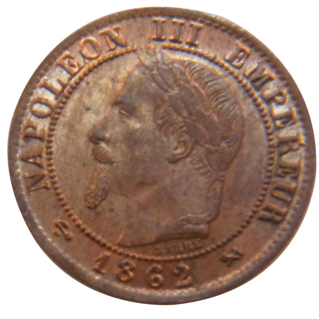 FRANCE, Napoléon III, Centime, 1862, Bordeaux, KM #795.3, AU(55-58), Bronze, G..