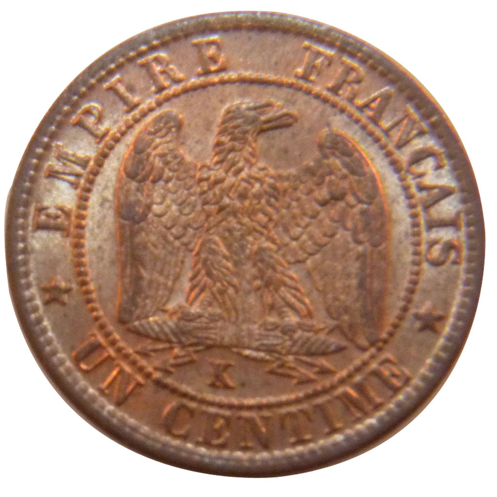 FRANCE, Napoléon III, Centime, 1862, Bordeaux, KM #795.3, AU(55-58), Bronze, G..