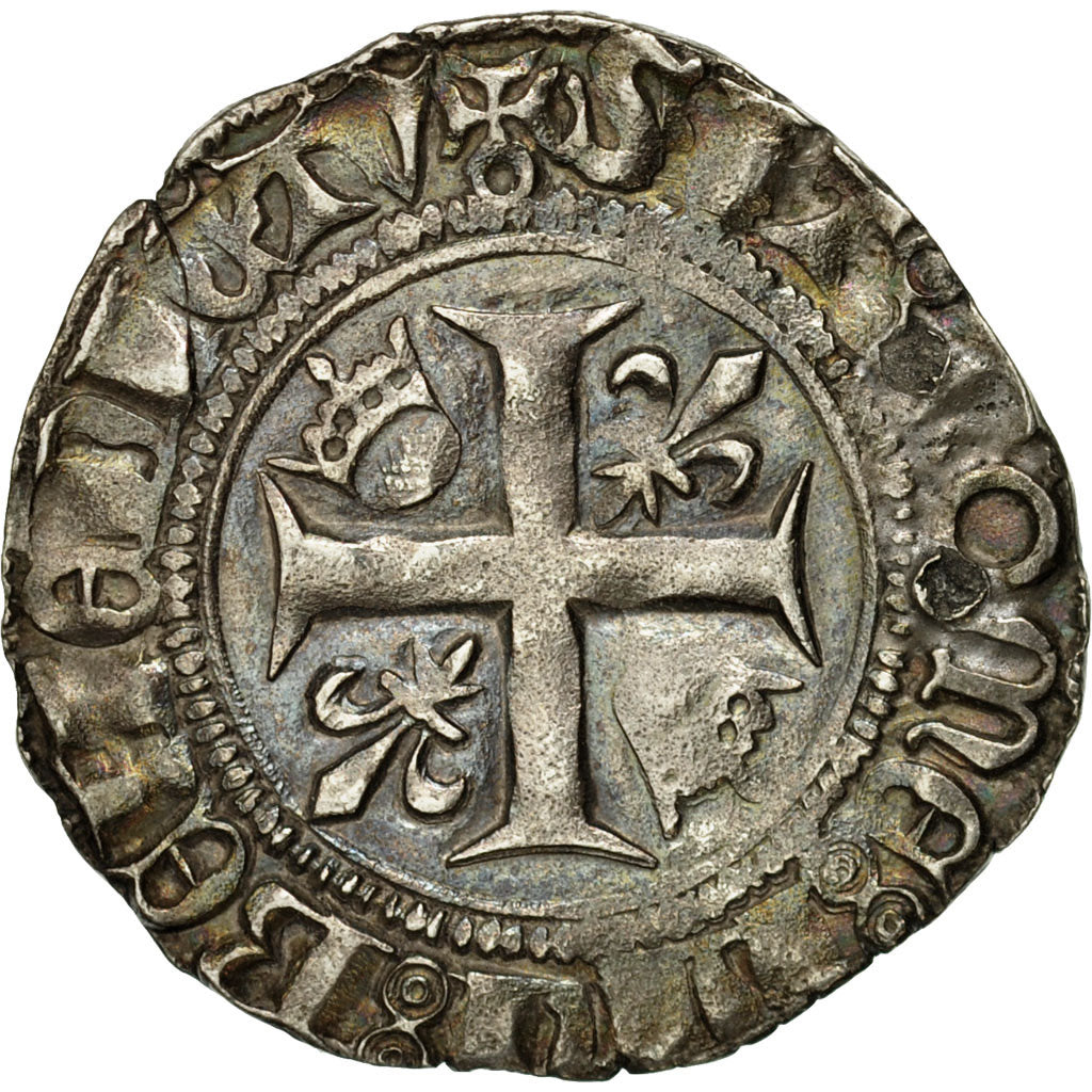 Coin, France, Charles VI, Blanc Guénar, Paris, EF(40-45), Billon, Duplessy:377C