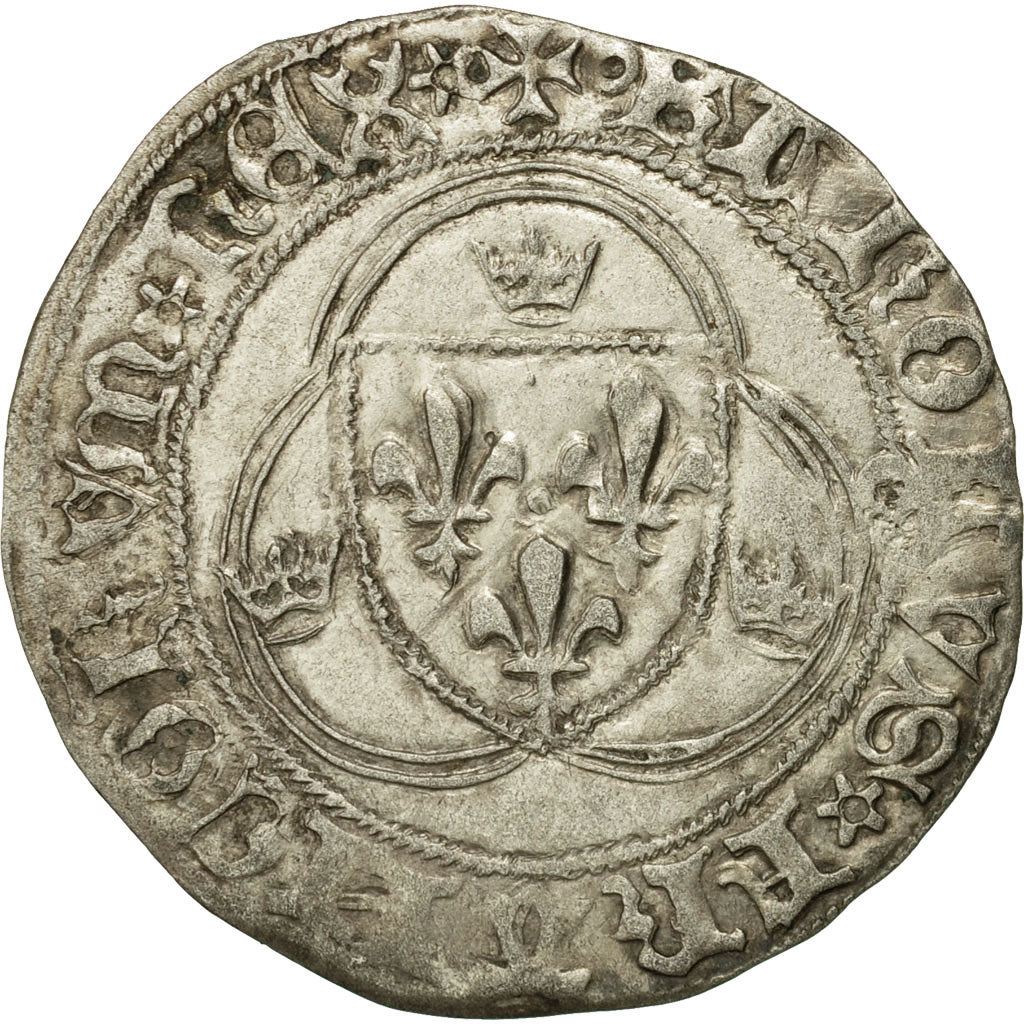 Moneta, Francia, Charles VII, Blanc à la couronne, Toulouse, BB+, Biglione