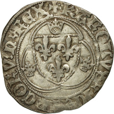 Monnaie, France, Charles VII, Blanc à la couronne, Lyon, TTB, Billon