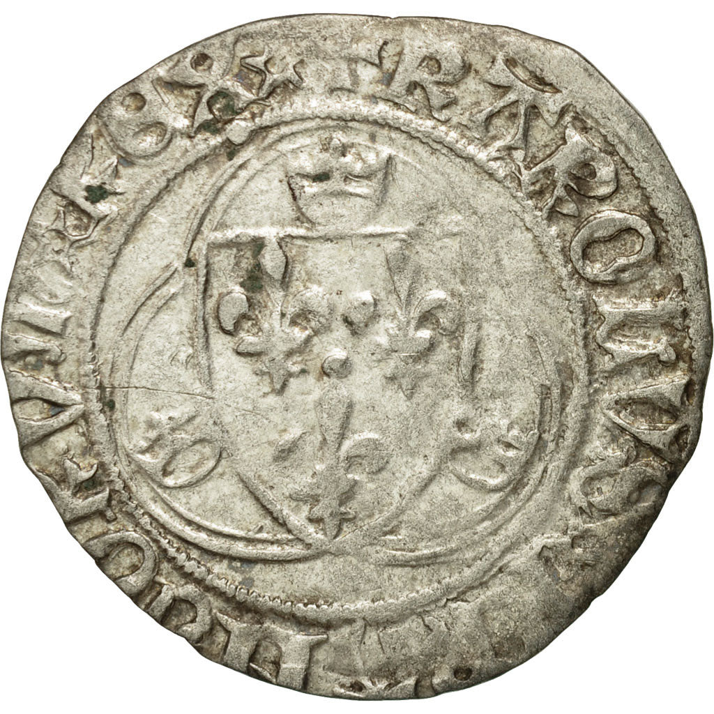 Coin, France, Charles VII, Blanc à la couronne, Saint Lô, EF(40-45), Billon