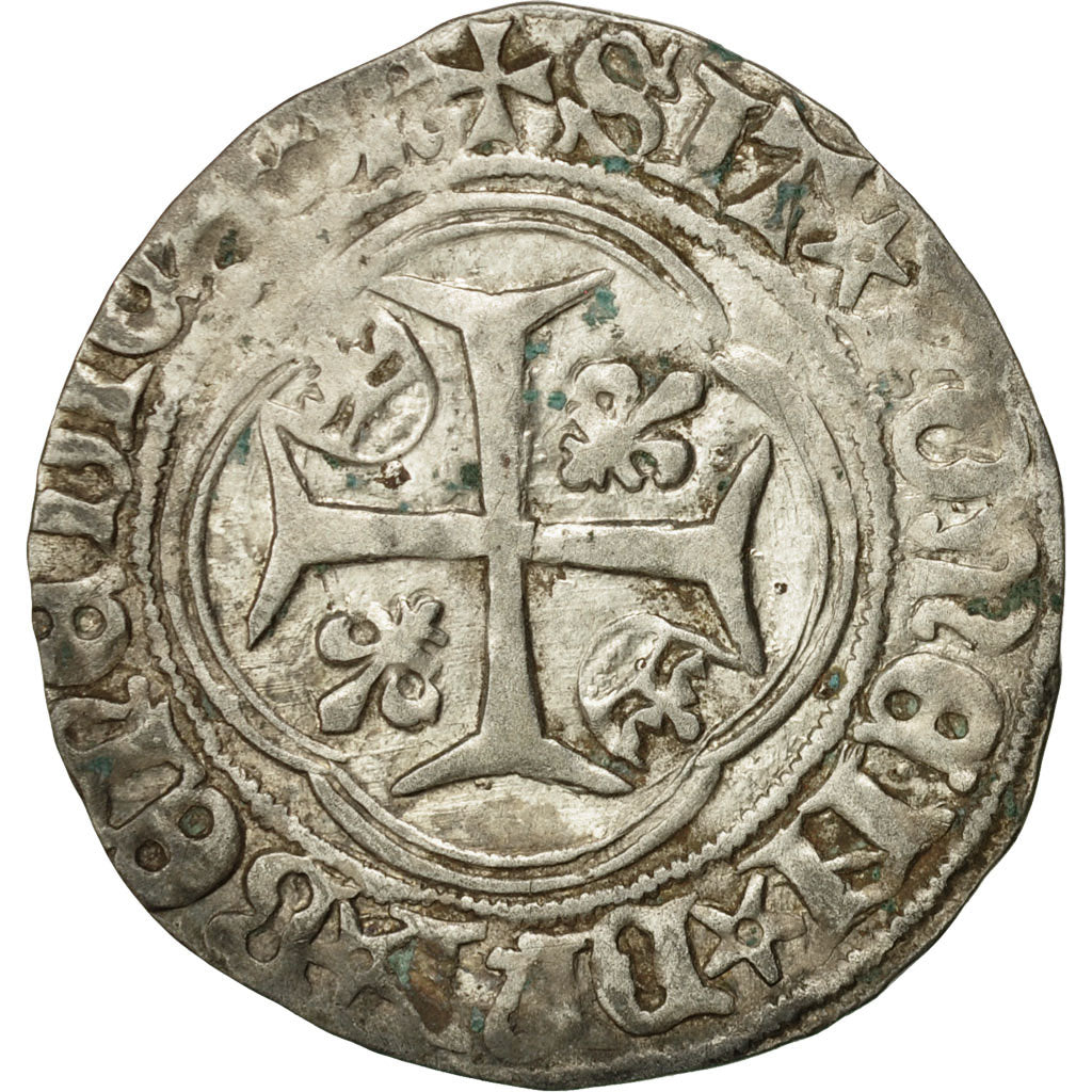 Coin, France, Charles VII, Blanc à la couronne, Saint Lô, EF(40-45), Billon