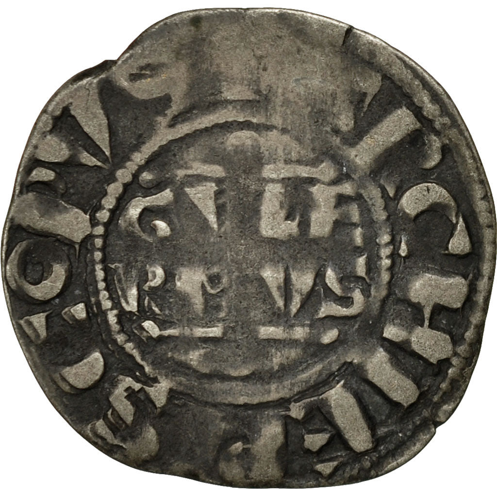 Moneta, Francia, Champagne, Guillaume I, Denarius, Reims, MB+, Argento