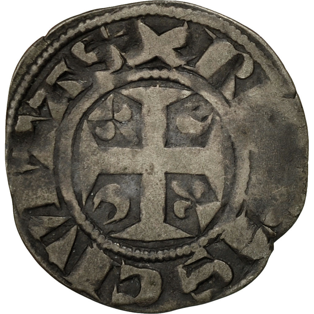 Moneta, Francia, Champagne, Guillaume I, Denarius, Reims, MB+, Argento