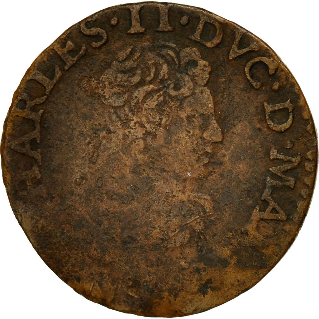 Moneta, Francia, Ardennes, Charles II, Double Tournois, Charleville, MB+, Rame