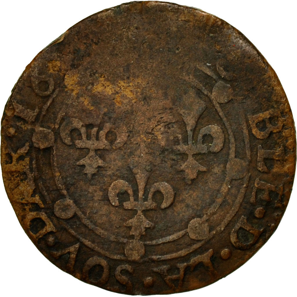 Moneta, Francia, Ardennes, Charles II, Double Tournois, Charleville, MB+, Rame