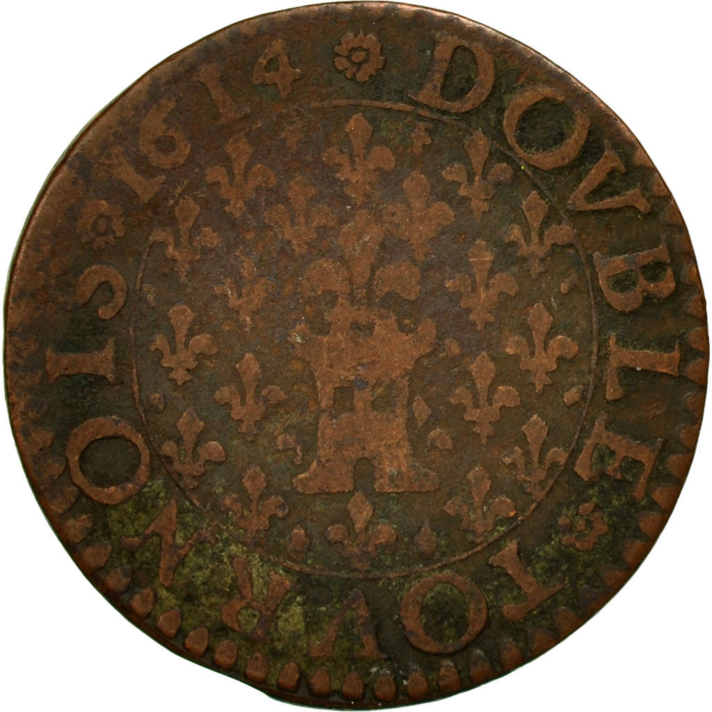 Moneta, Francia, Ardennes, Henri de la Tour d'Auvergne, Double Tournois, 1614