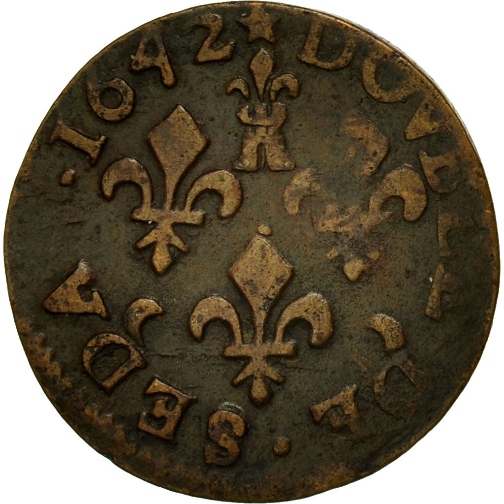 Moneta, Francia, Ardennes, Fréd-Maurice de La Tour, Double Tournois, 1642