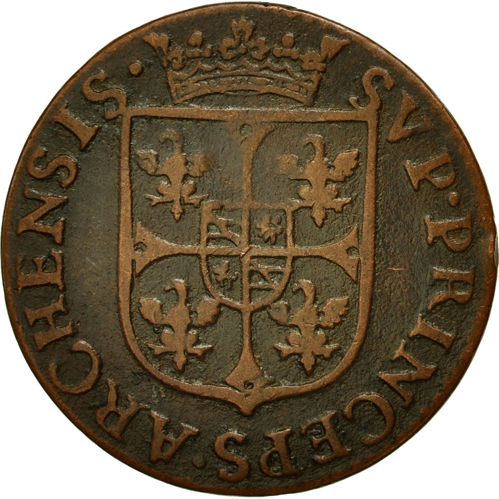 Moneda, Francia, Ardennes, Charles I, Liard, 1609, Charleville, BC, Cobre