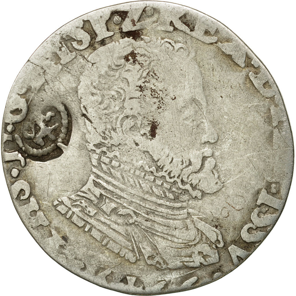 Coin, Spanish Netherlands, Philip II, 1/5 Ecu, 1566, Overijssel, Countermark
