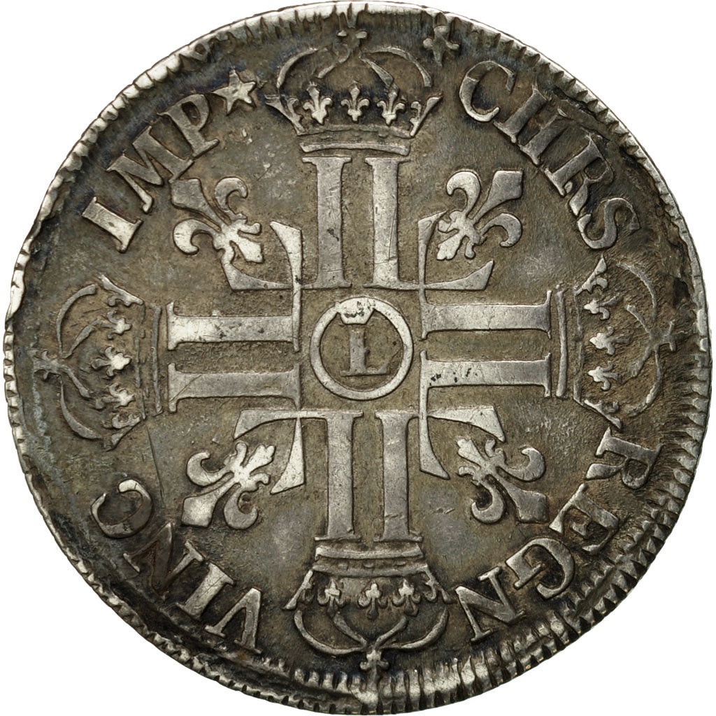 Monnaie, France, Louis XIV, 1/4 Ecu aux 8 L, 1690, Lille, Frappe hybride, TTB
