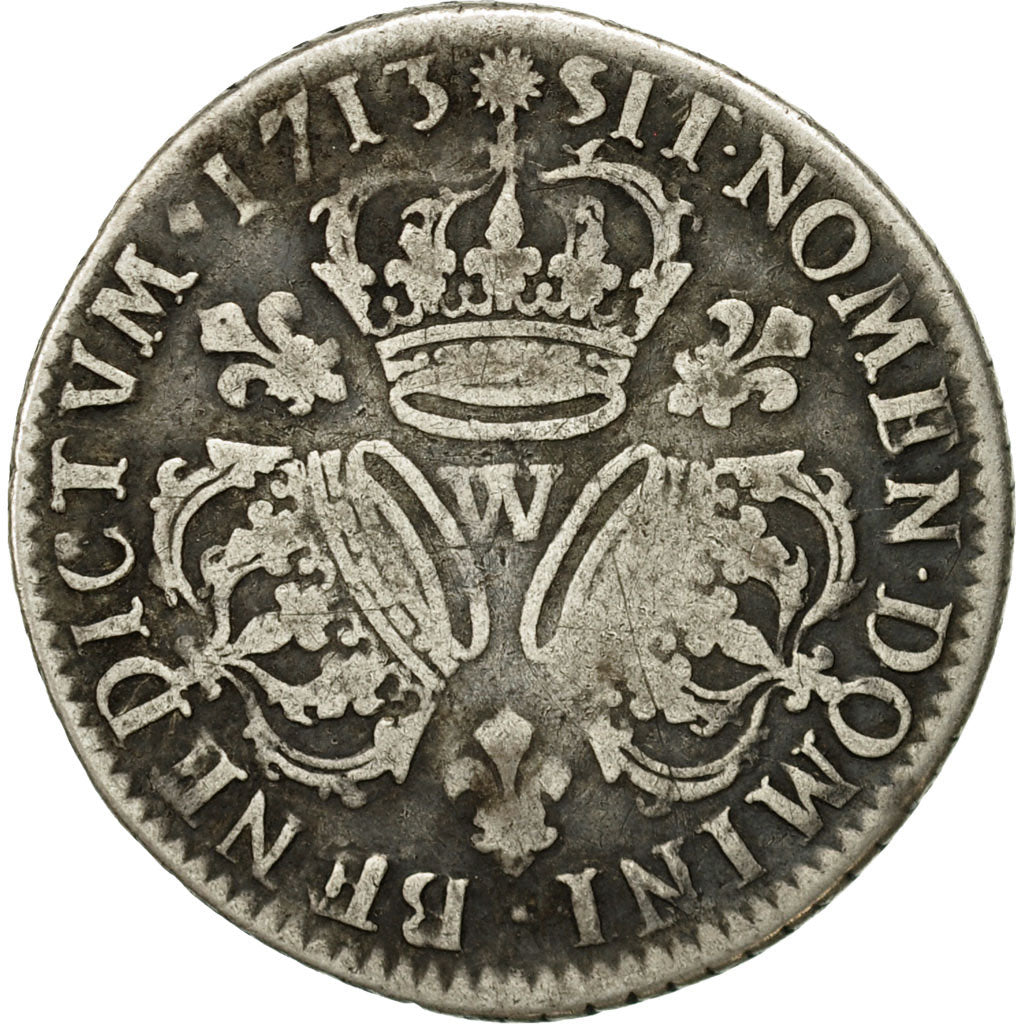 Coin, France, Louis XIV, 1/4 Ecu aux 3 couronnes, 1713, Lille, VF(20-25)