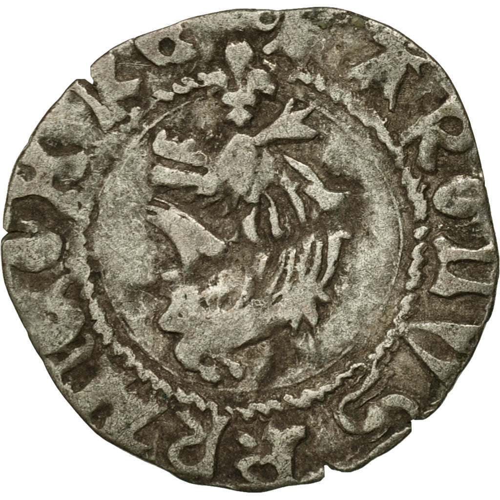 Coin, France, Charles VIII, Liard du Dauphiné, Very rare, VF(30-35), Billon
