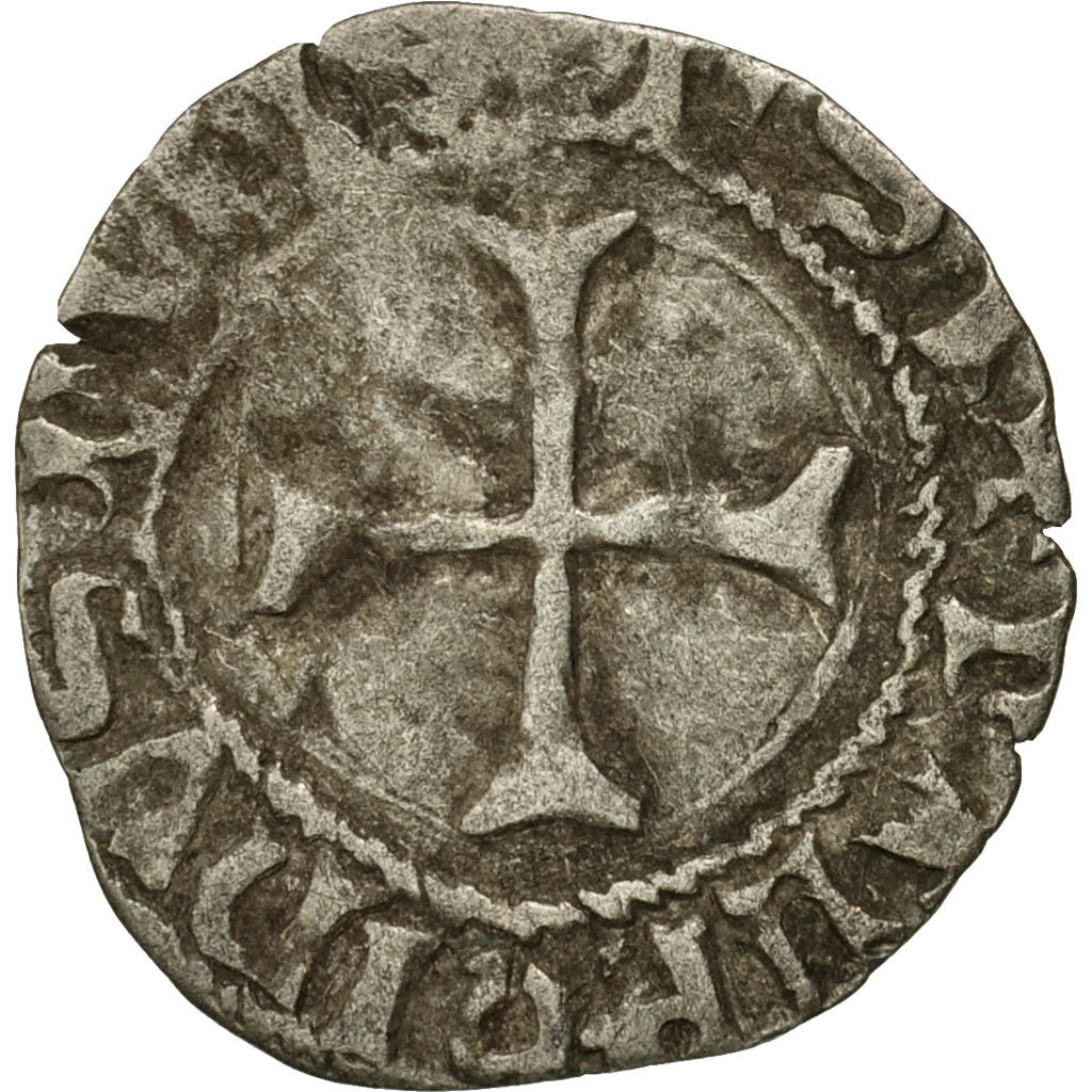 Coin, France, Charles VIII, Liard du Dauphiné, Very rare, VF(30-35), Billon