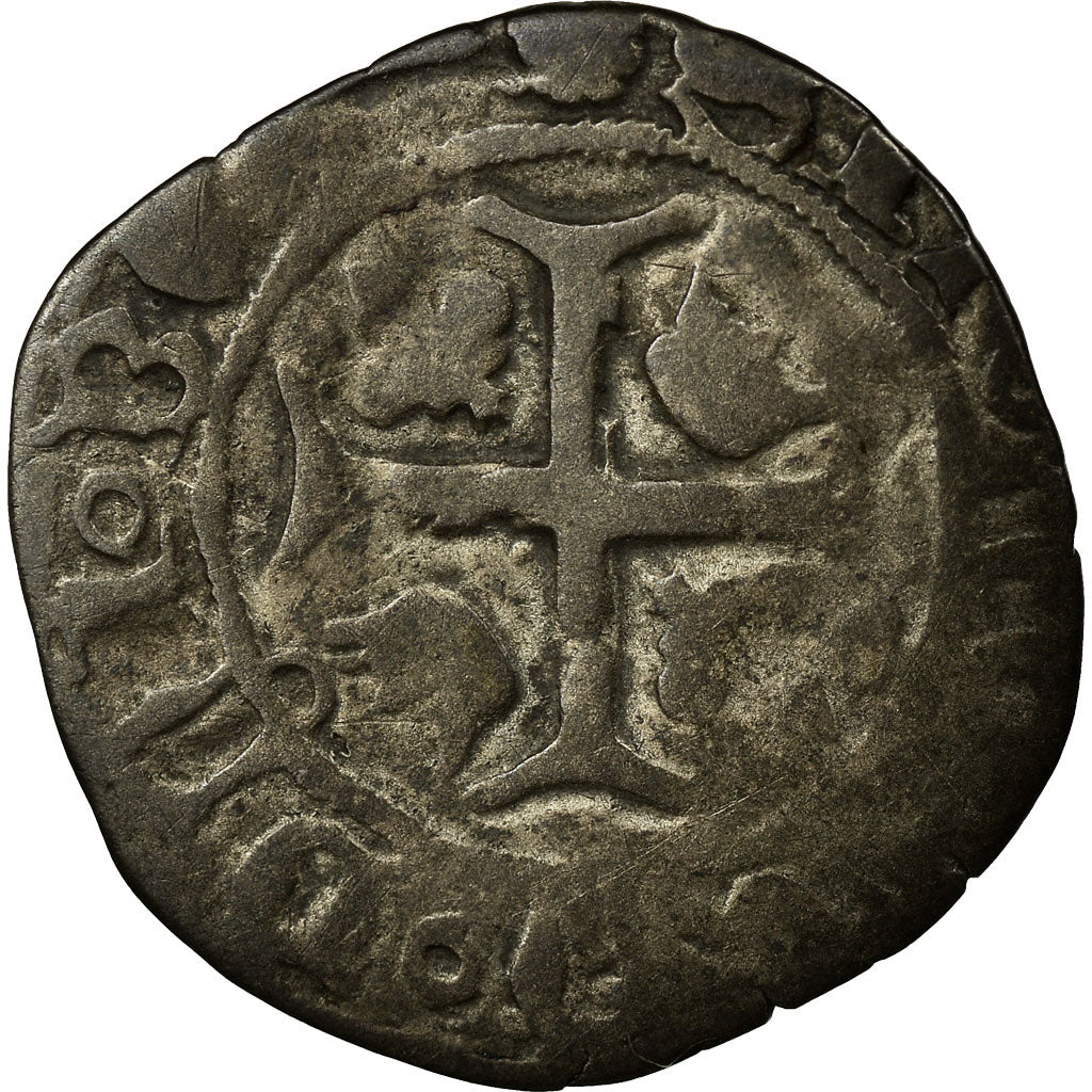 Coin, France, Charles VIII, Liard au dauphin, Dijon, VF(20-25), Billon