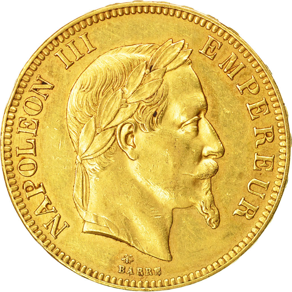 France, Napoleon III, 100 Francs, 1869, Paris, AU(50-53), Gold, KM:802.1