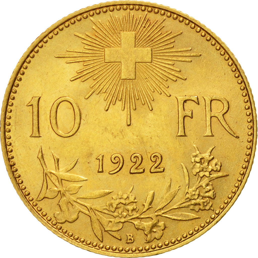 Moneta, Svizzera, 10 Francs, 1922, Bern, BB+, Oro, KM:36